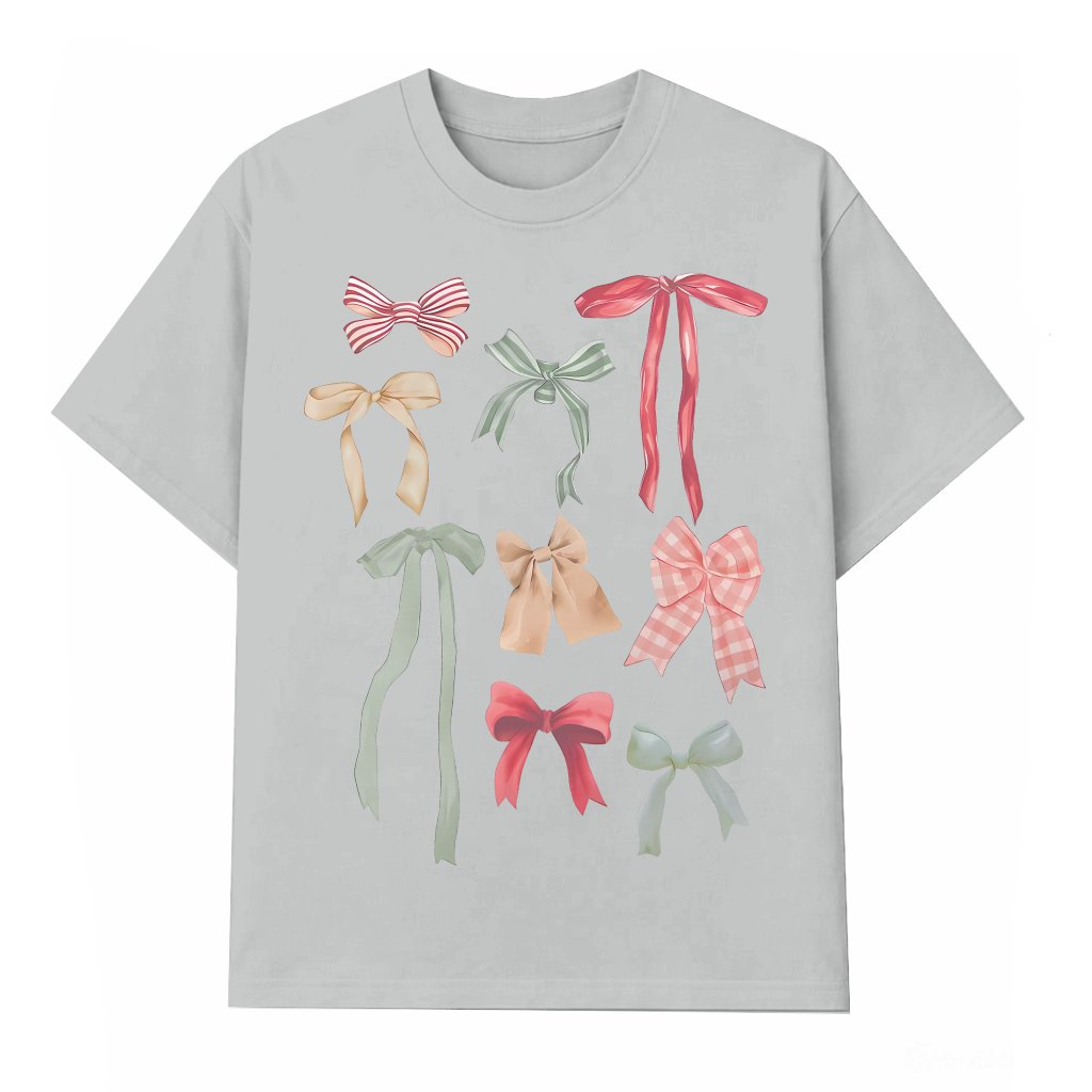 Festive Christmas Bow T-shirt – Christmas Gift for Women Cute Classic - front view