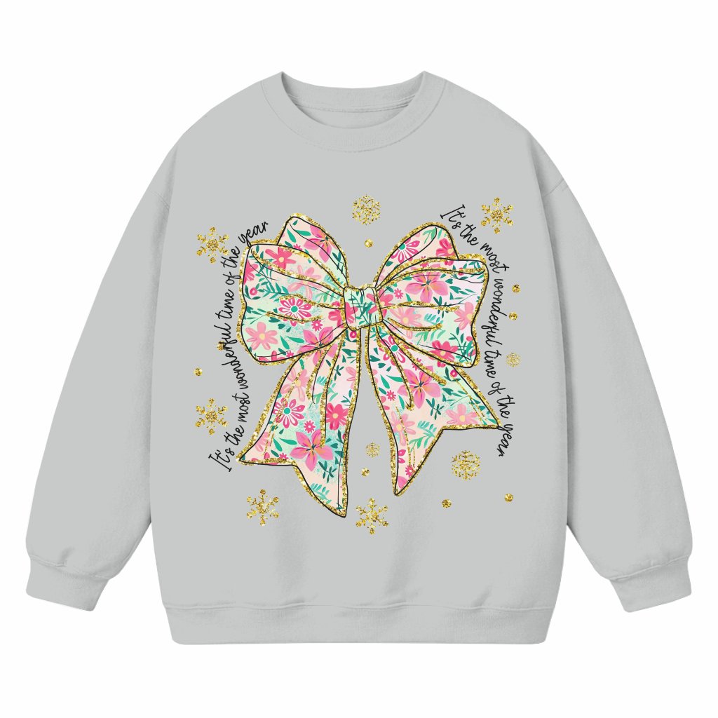 Pink Floral Coquette Sweatshirt – Christmas Gift for Her - front view