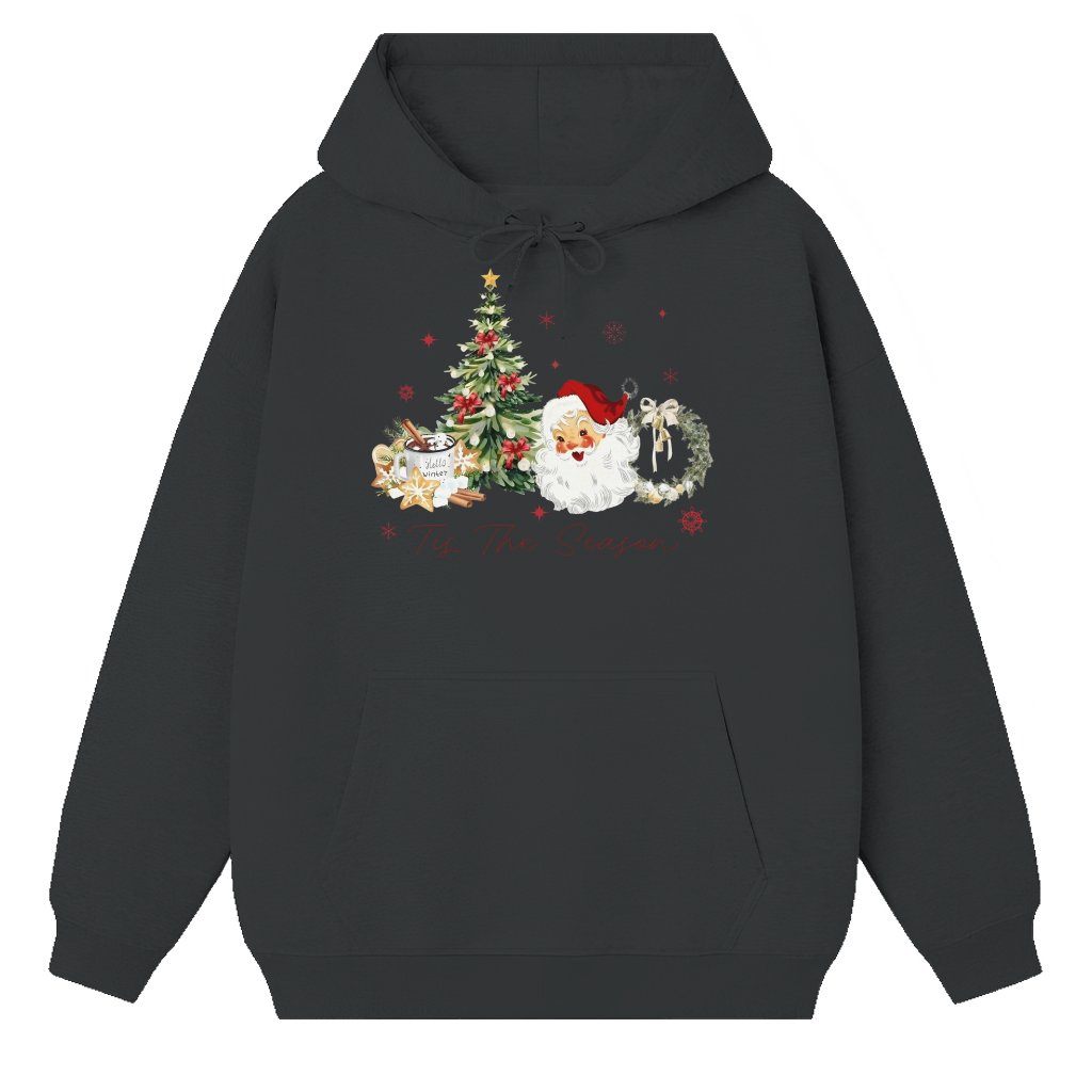 Tis the Season Retro Santa Hoodie – Christmas Gift Vintage Coquette - front view