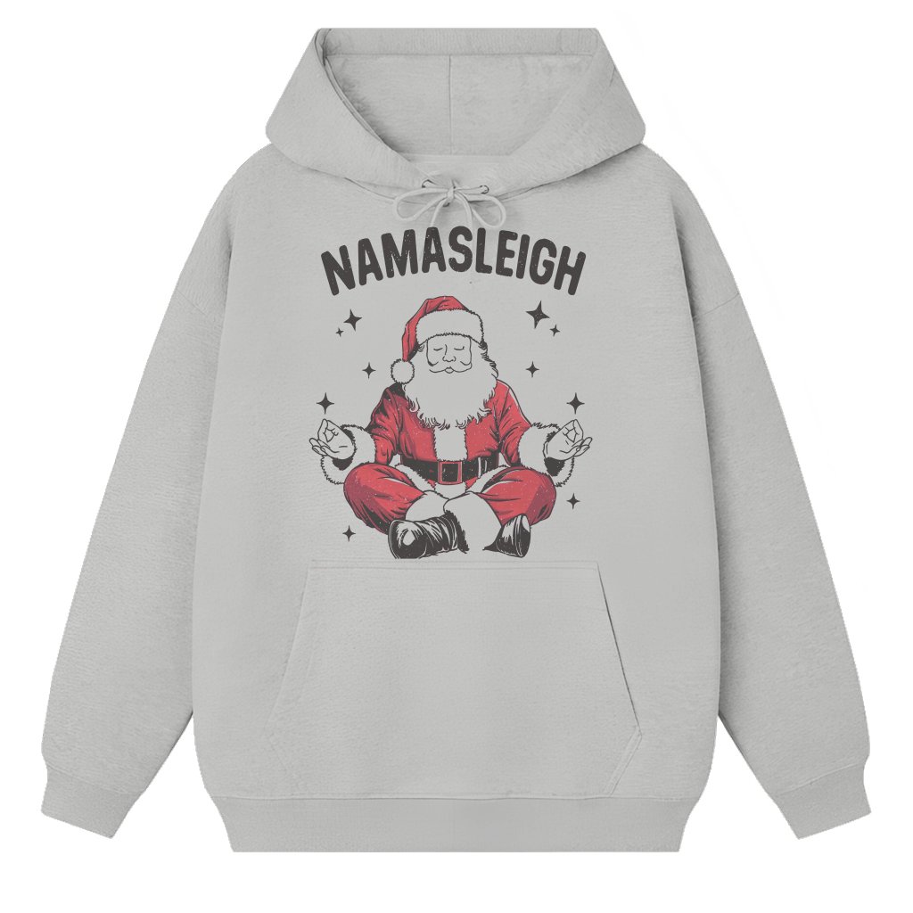 Namasleigh Santa Hoodie – Christmas Gift for Teacher Funny Yoga - front view