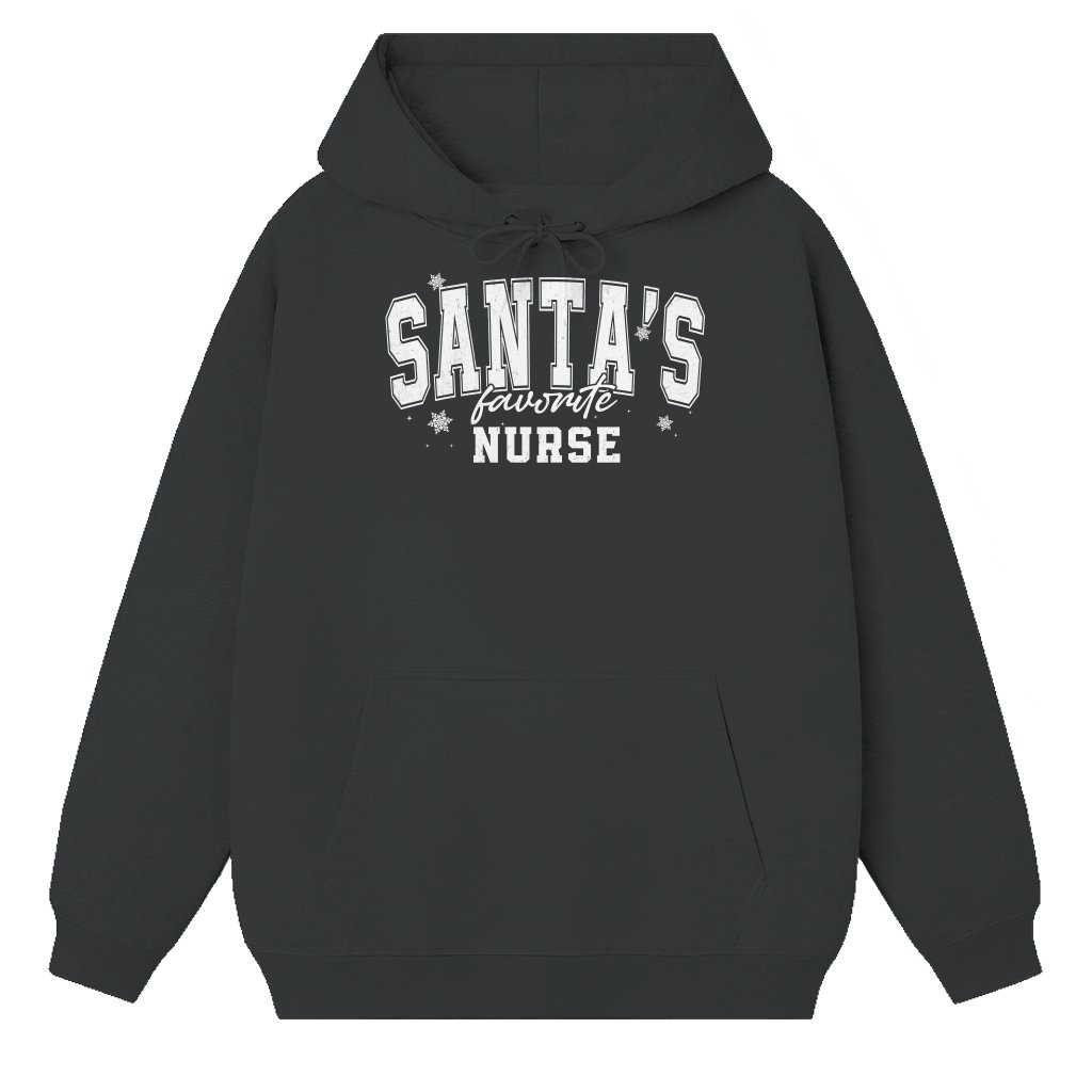 Funny Santa's Favorite Nurse Hoodie – Christmas Gift for Nurse - front view