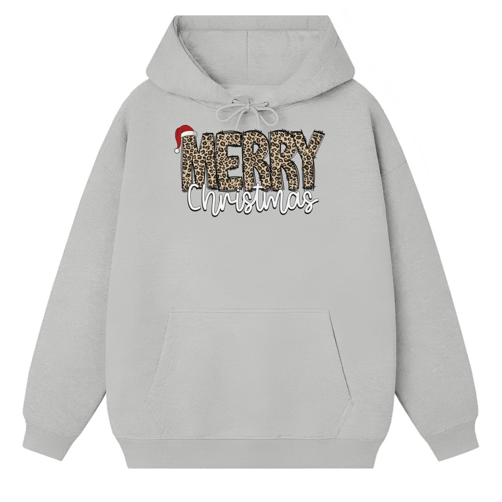 Leopard Merry Christmas Hoodie – Christmas Gift for Women Cute Trendy - front view