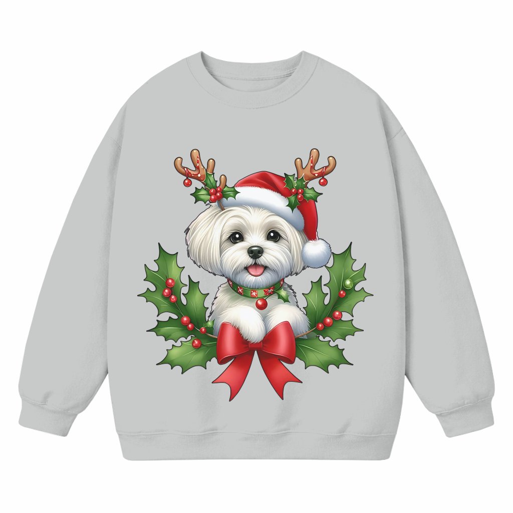 Maltese Dog Sweatshirt – Christmas Gift for Dog Lover Funny Santa - front view