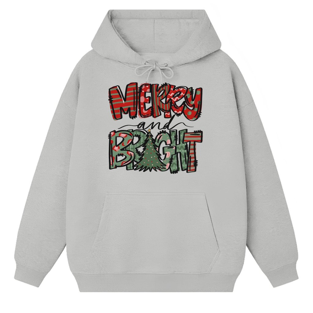 Merry and Bright Hoodie Christmas – Gift for Women Family Festive - front view