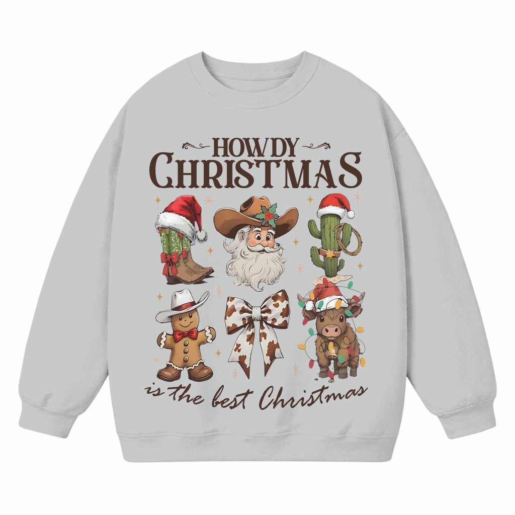 Howdy Sweatshirt – Christmas Gift for Cowboy Cowgirl Western Retro - front view