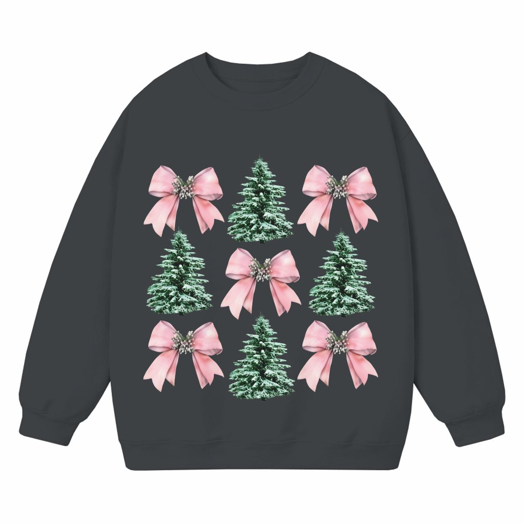 Coquette Bow Sweatshirt – Christmas Gift for Her Retro Crewneck - front view