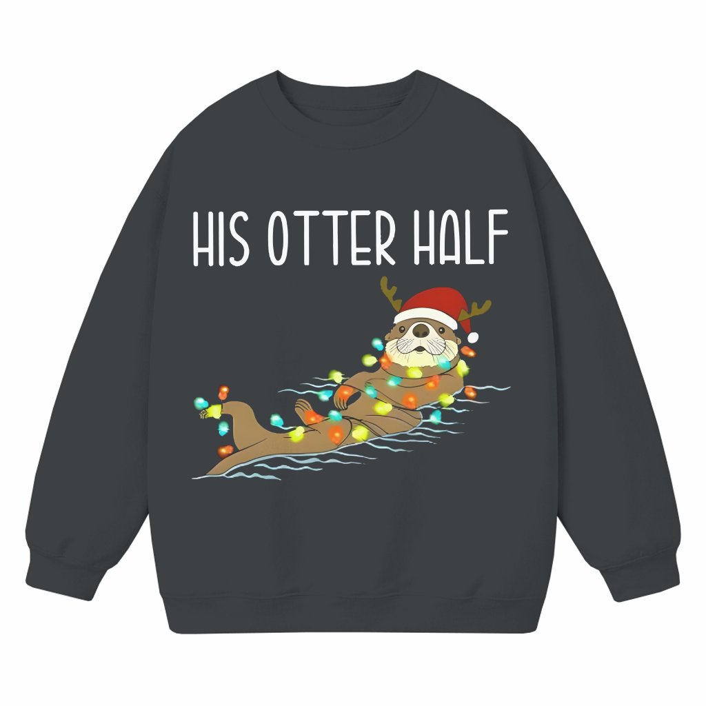 Cute Otter Couple Sweatshirt – Christmas Gift for Mr Mrs Funny Matching - front view