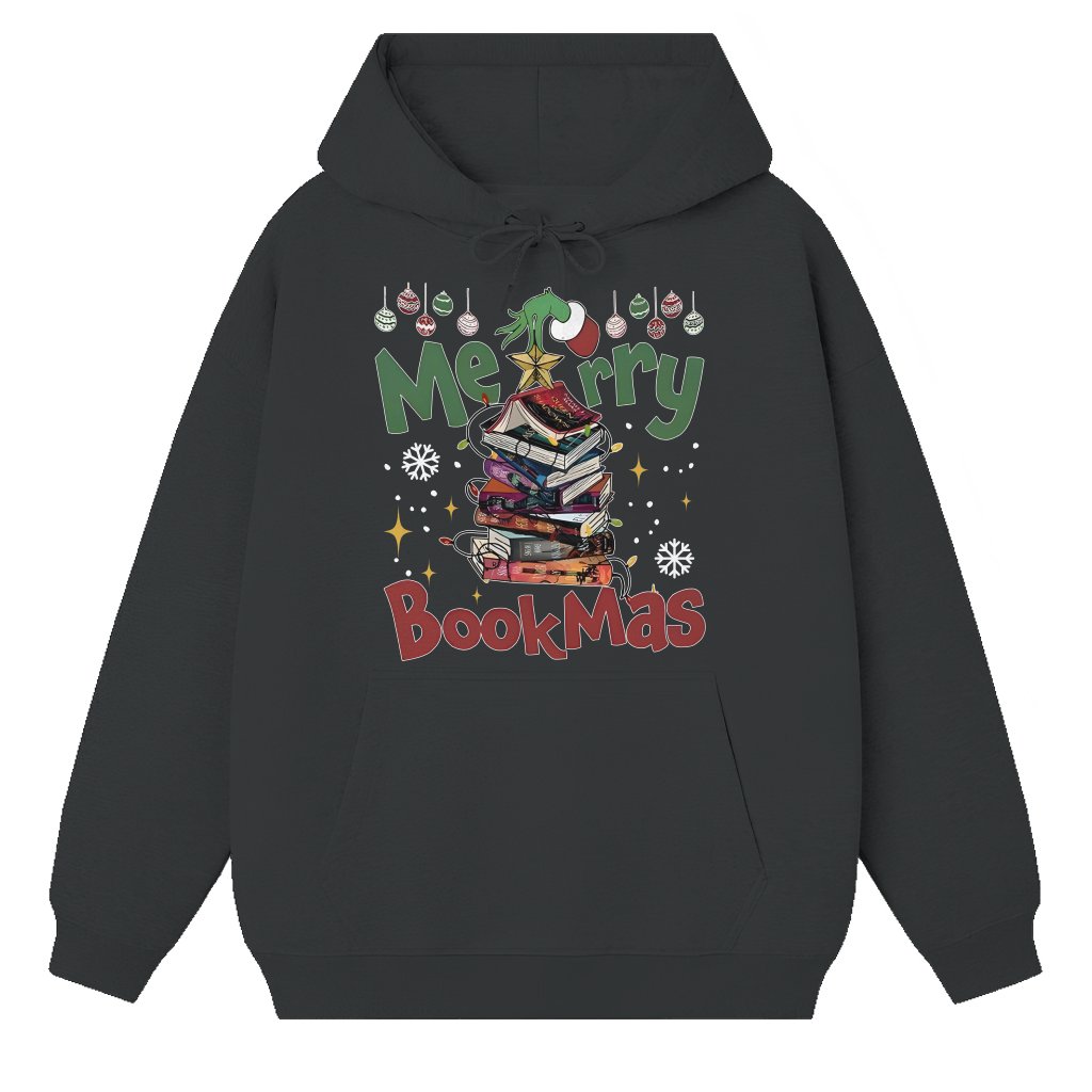 Merry Bookmas Hoodie – Funny Christmas Reading Gift for Book Lover - front view