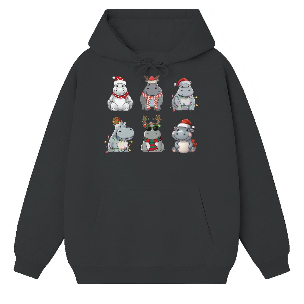 Retro Hippopotamus Hoodie – Christmas Gift for Hippo Lover Cute - front view