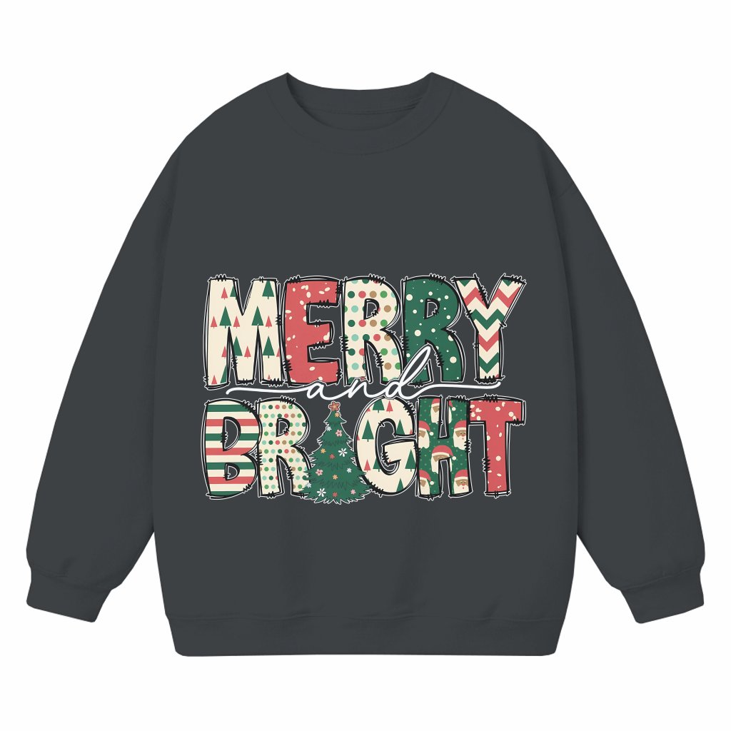 Merry and Bright Sweatshirt – Christmas Gift for Family Cozy Festive - front view
