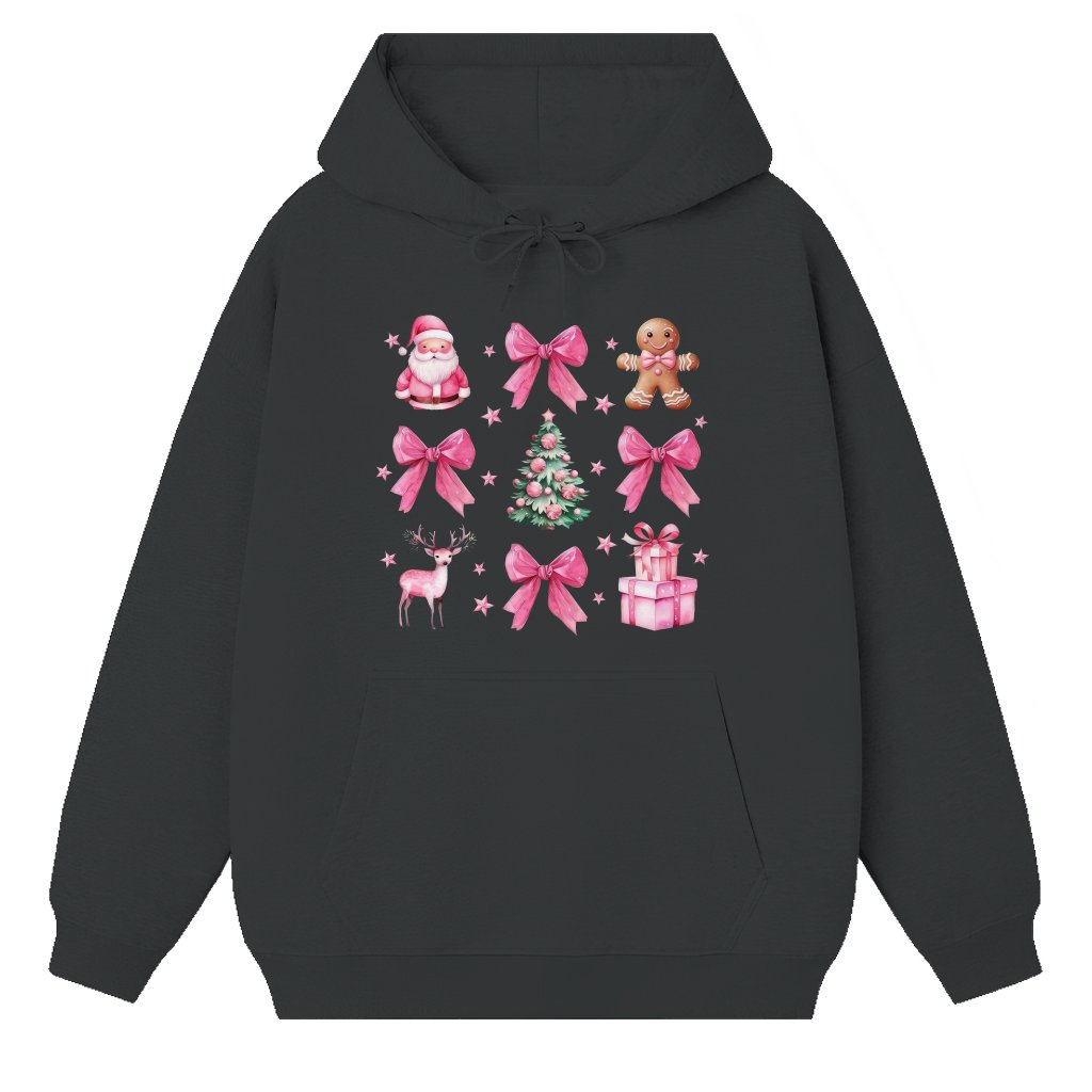 Coquette Pink Bow Hoodie – Christmas Gift for Her Cute Girly - front view
