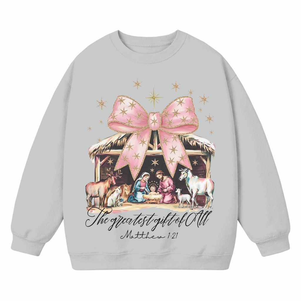 Cute Coquette Nativity Sweatshirt – Christmas Holiday Gift - front view