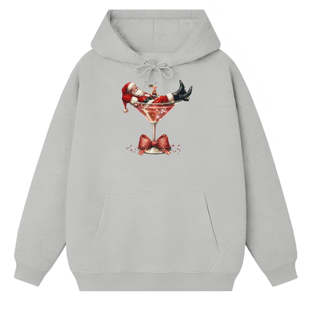 Funny Santa Martini Hoodie – Christmas Gift - front view