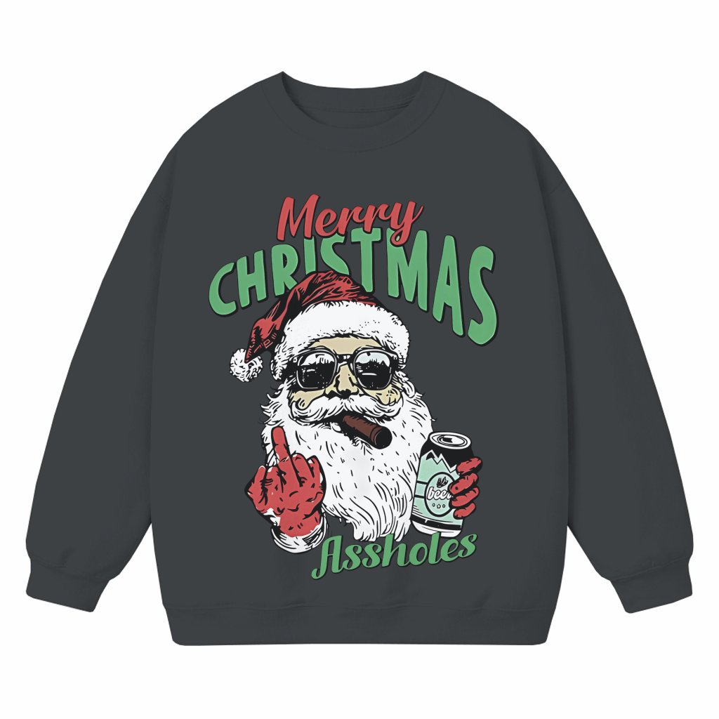 Funny Offensive Crude Santa Sweatshirt – Christmas Party Gift for Adults - front view