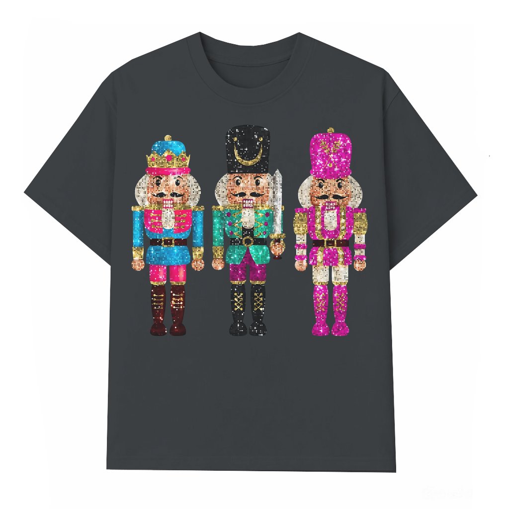 Nutcracker T-shirt – Christmas Gift for Women Faux Sequin - front view