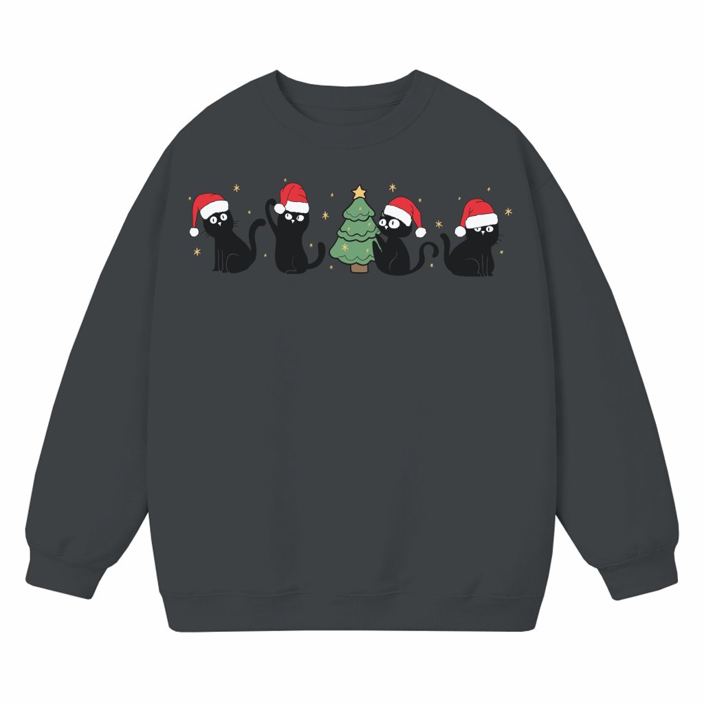 Cute Black Cat Sweatshirt – Christmas Gift for Cat Lovers - front view