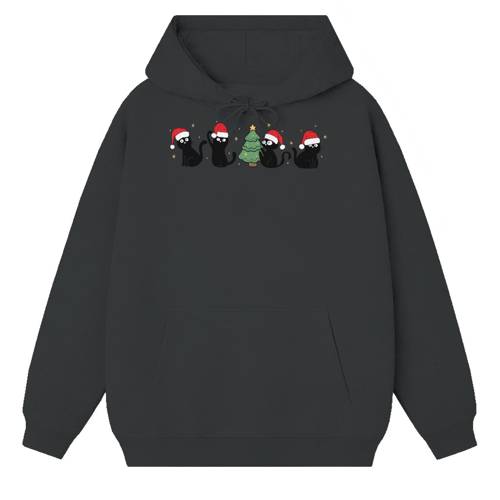 Cute Black Cat Hoodie – Christmas Gift for Cat Lovers - front view