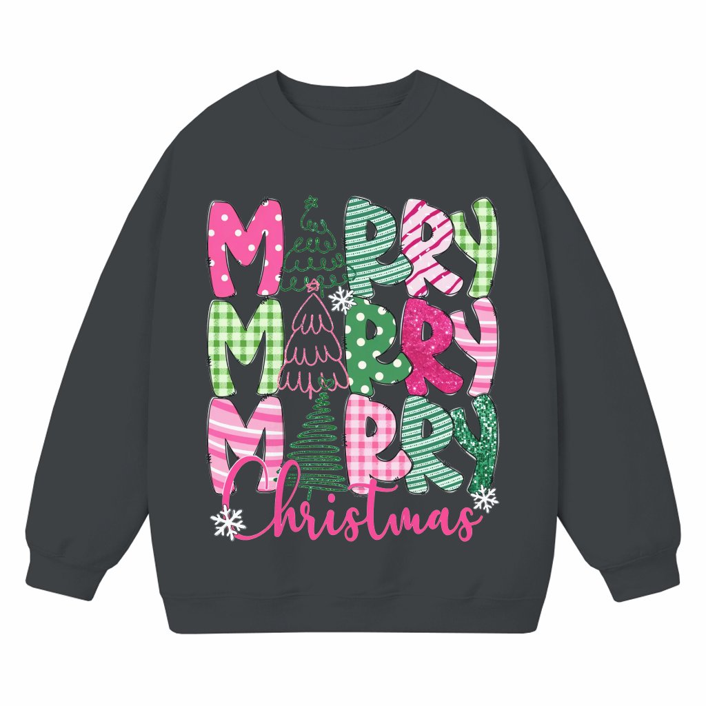 Coquette Bow Merry and Bright Sweatshirt – Christmas Trendy Gift for Her - front view