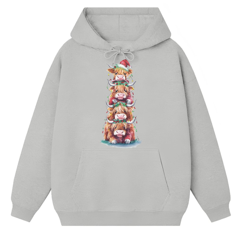 Funny Highland Cow Hoodie Christmas – Cute Christmas Gift - front view