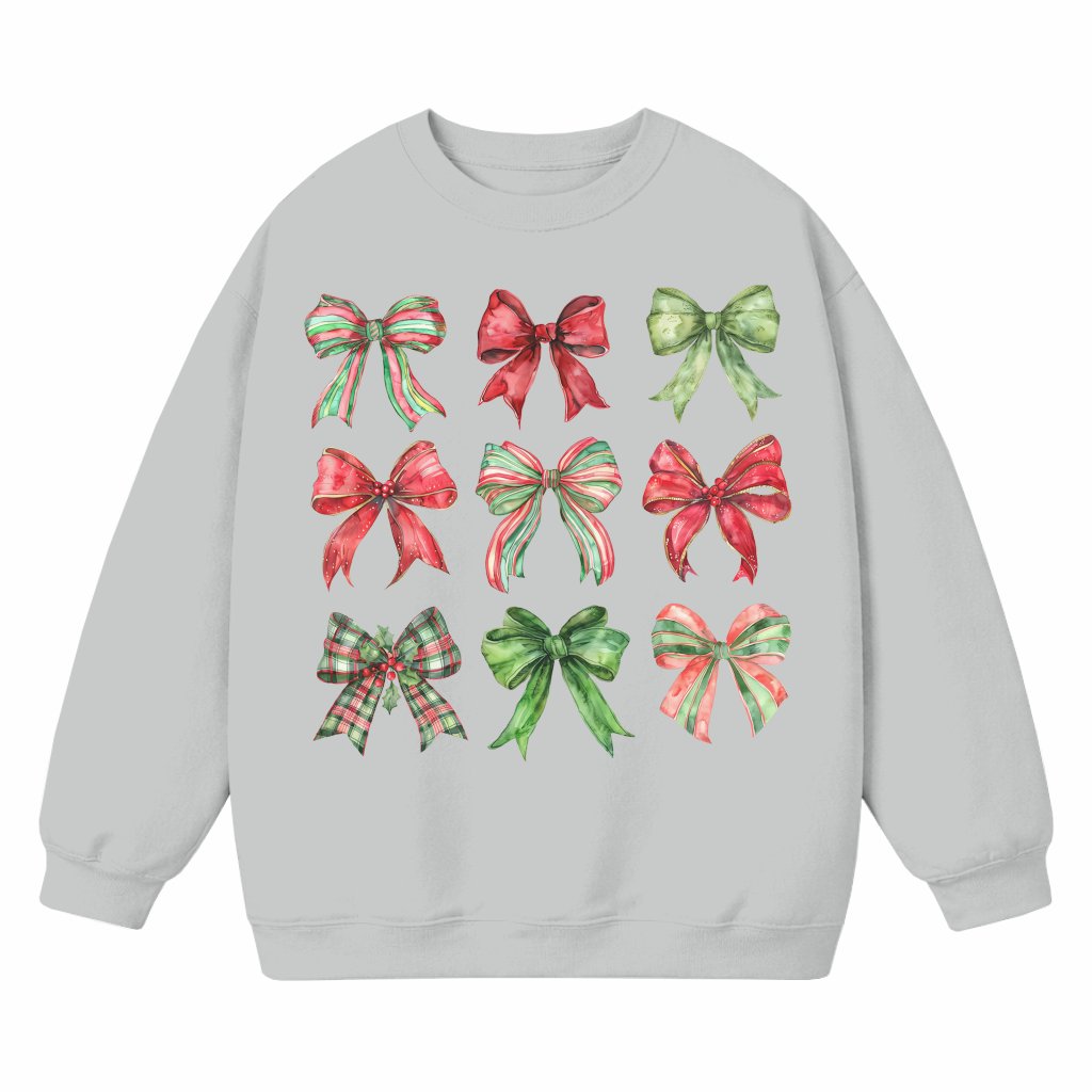 Coquette Christmas Bow Sweatshirt – Christmas Gift for Women Trendy Crewneck - front view