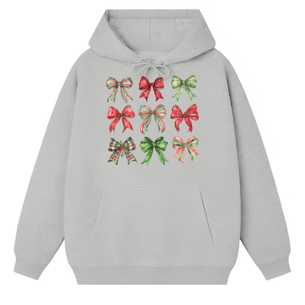Coquette Christmas Bow Hoodie – Christmas Gift for Her Retro Cute - front view