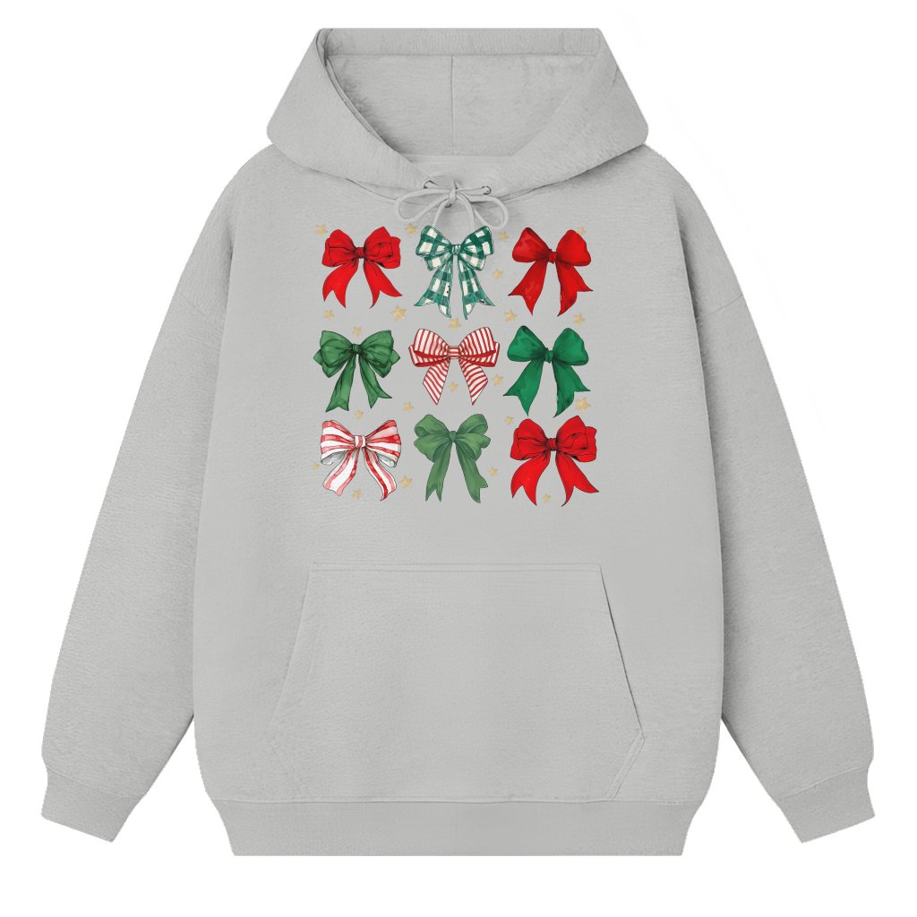Cute Christmas Bow Coquette Hoodie – Christmas Gift Trendy - front view