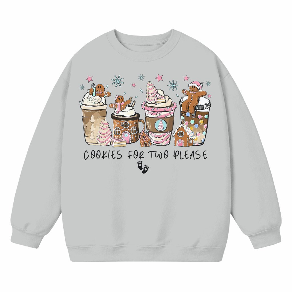 Cookies For Two Please Sweatshirt – Christmas Pregnancy Announcement Maternity Gift - front view