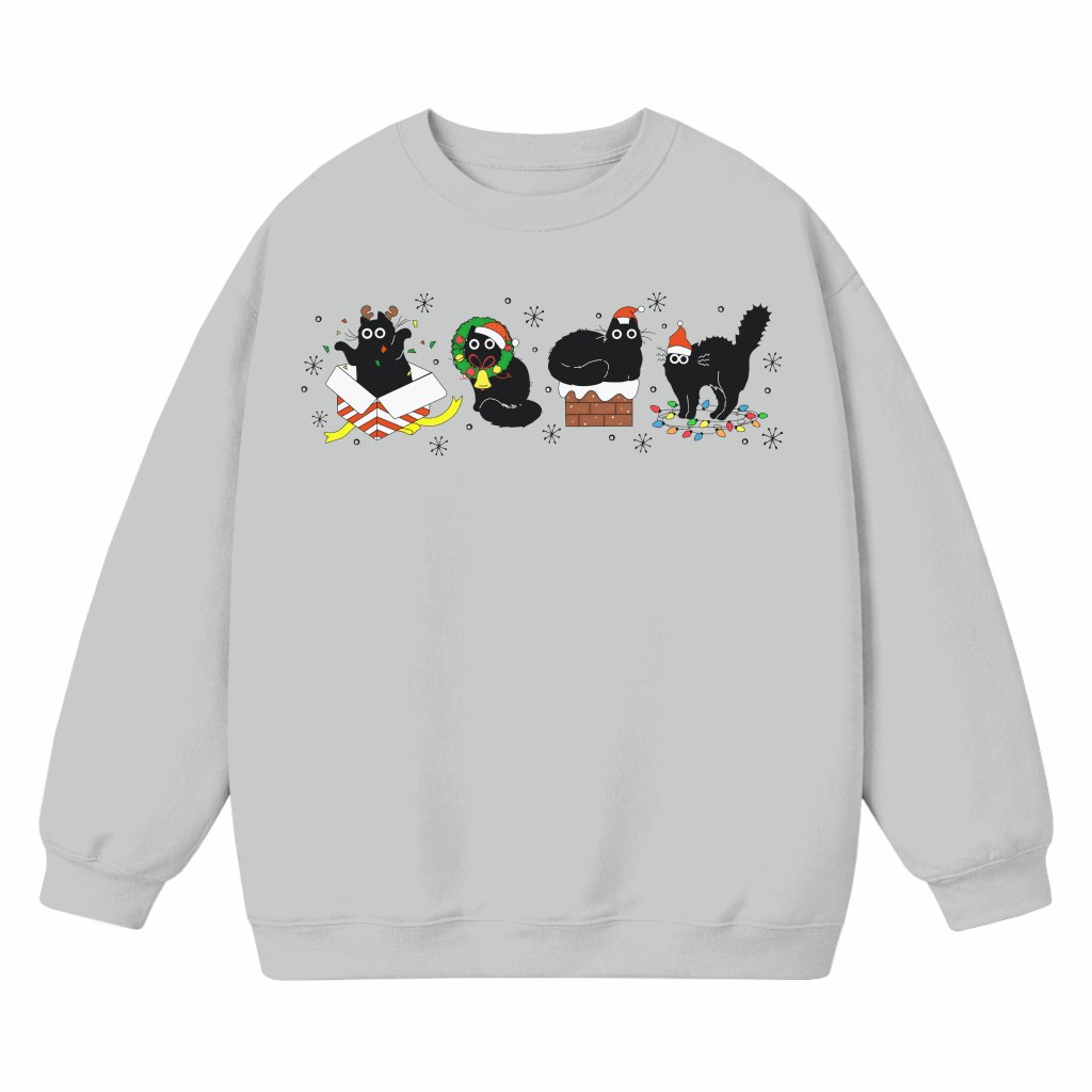 Cute Black Cat Sweatshirt – Christmas Gift for Cat Lover - front view