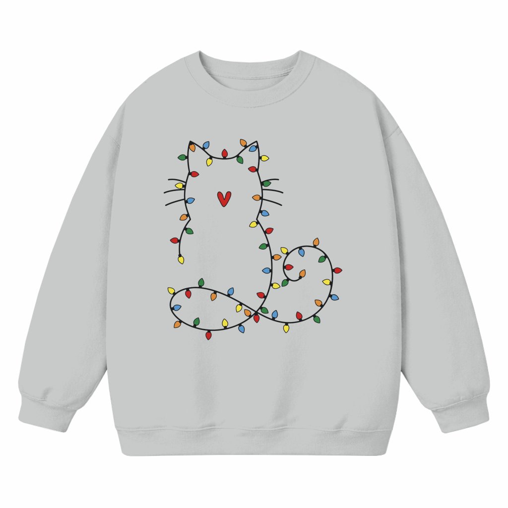 Cute Cat Christmas Lights Sweatshirt – Christmas Gift for Cat Lovers - front view