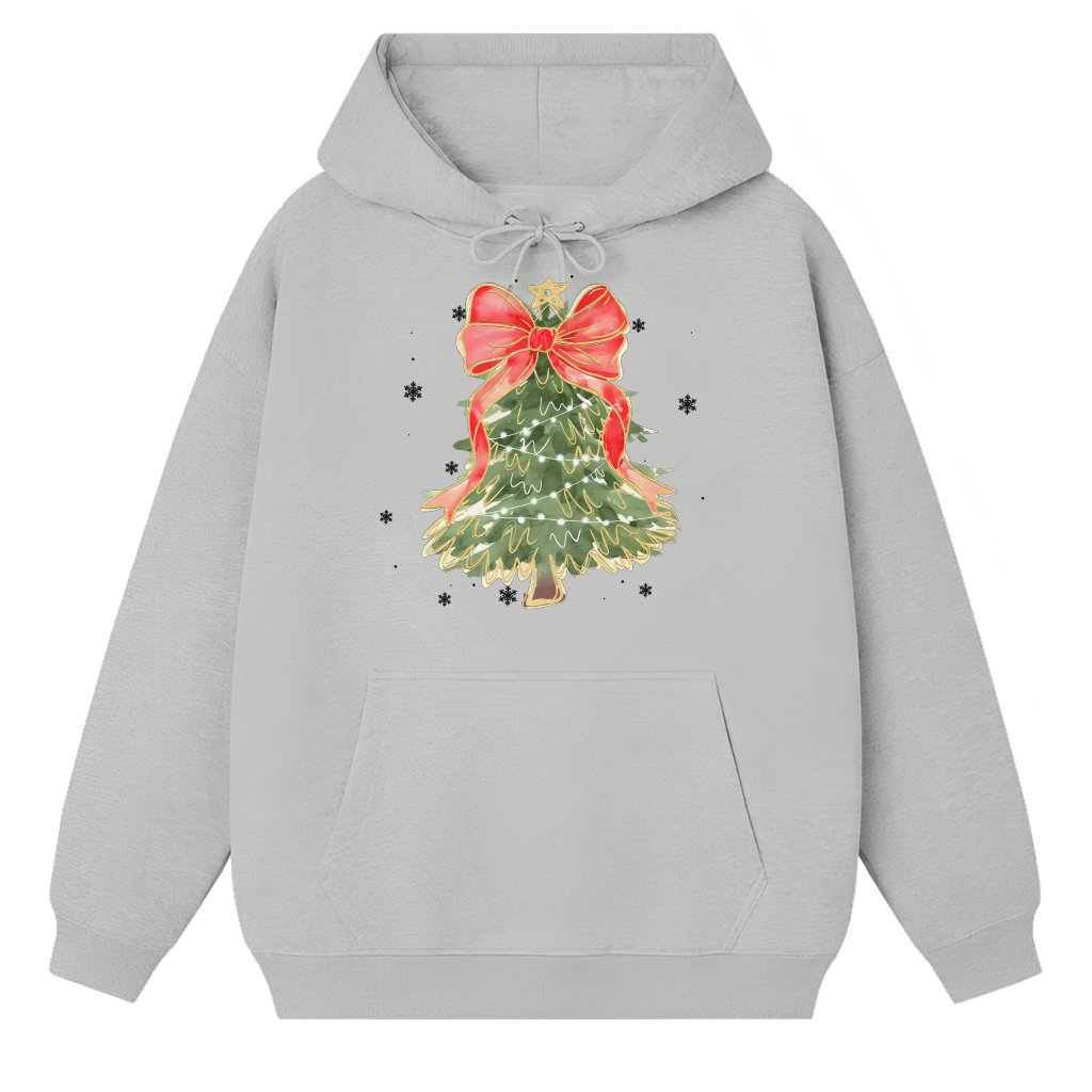 Christmas Tree Bow Hoodie – Christmas Gift for Her Coquette - front view