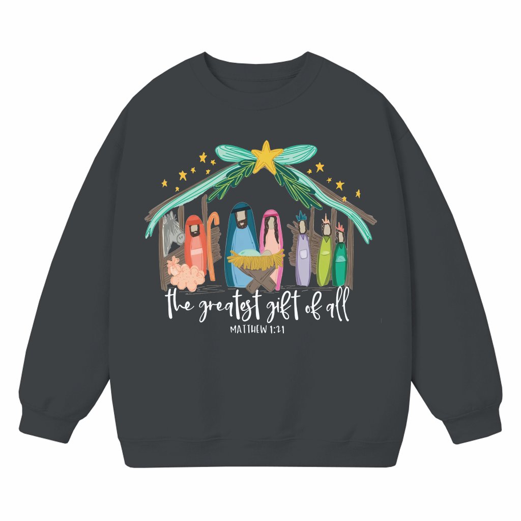 Christian Nativity Scene Sweatshirt – Christmas Faith Gift - front view