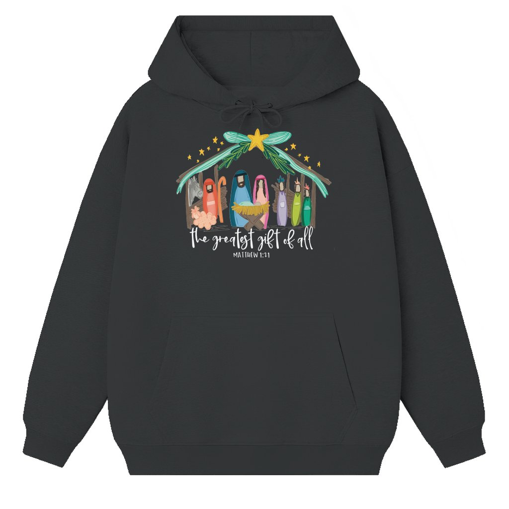 Nativity Scene Hoodie – Christian Christmas Faith Gift - front view