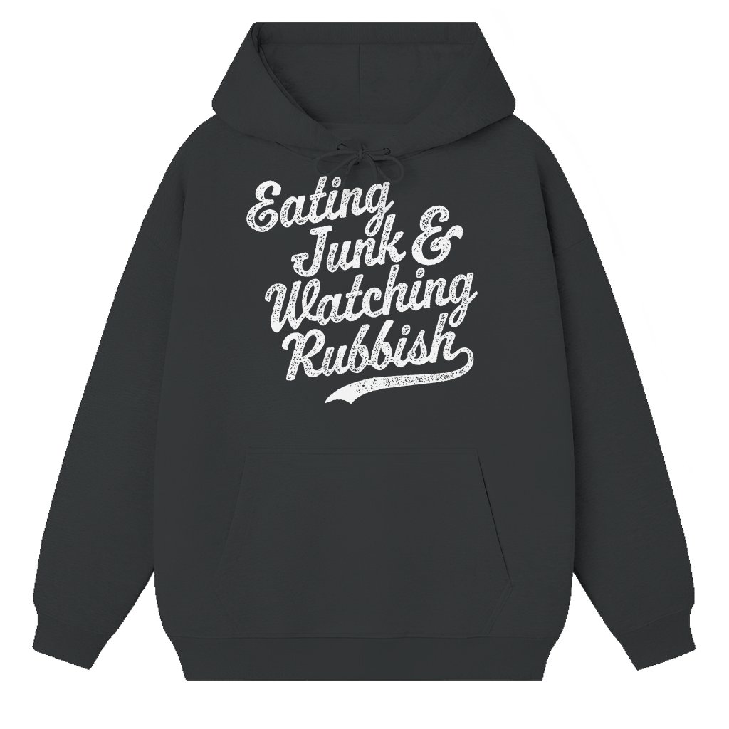 Funny I'm Eating Junk and Watching Rubbish Hoodie – Christmas Gift Retro - front view