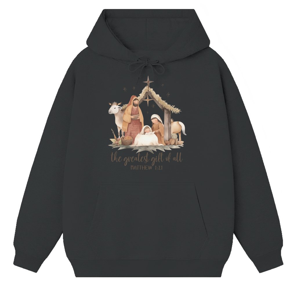 Christian Nativity Scene Hoodie – Christmas Gift for Religious People - front view
