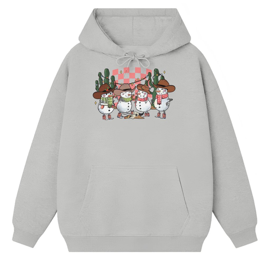 Funny Retro Snowman Howdy Western Hoodie – Unisex Christmas Gift - front view