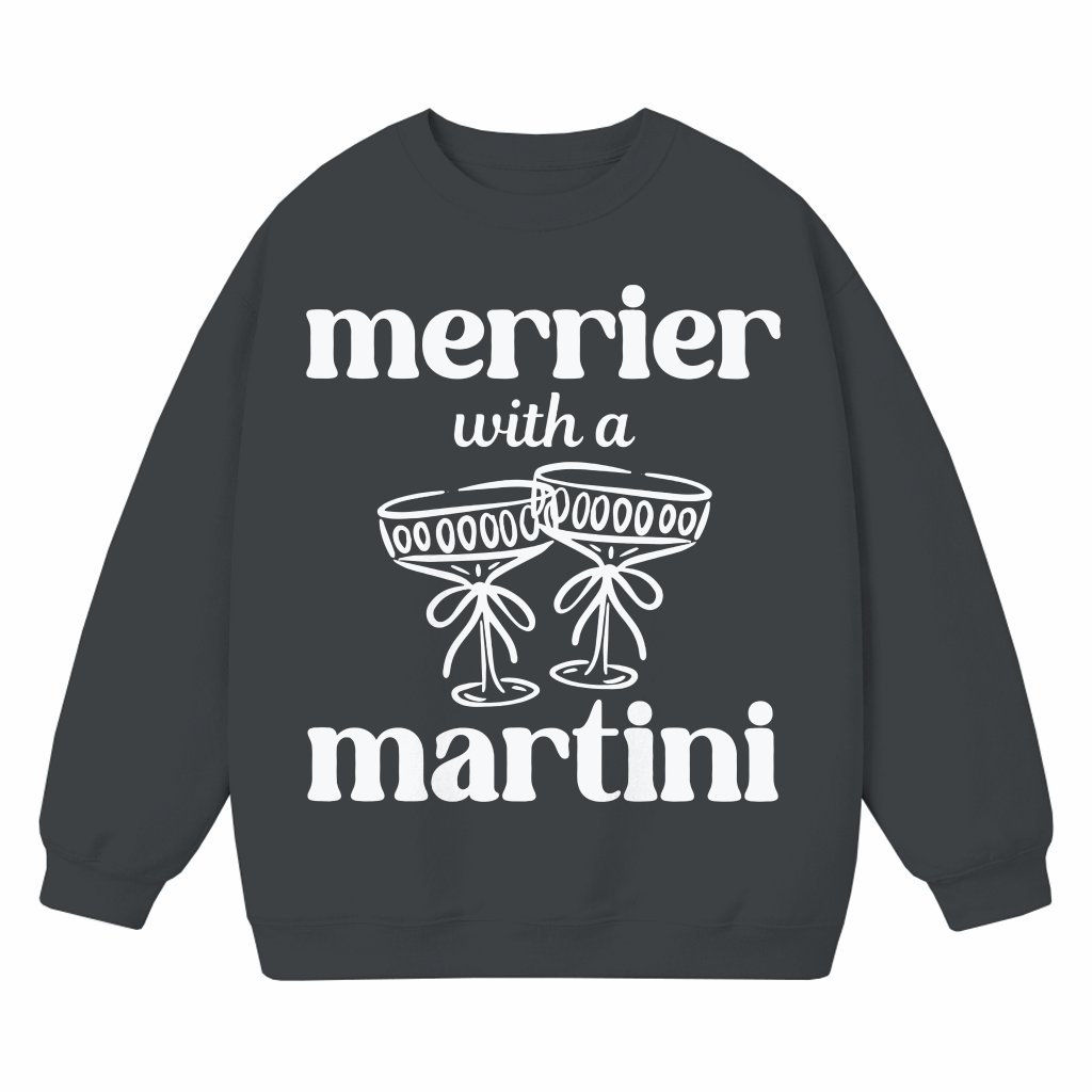 Funny Christmas Martini Sweatshirt – Christmas Cocktail Party Gift Trendy - front view