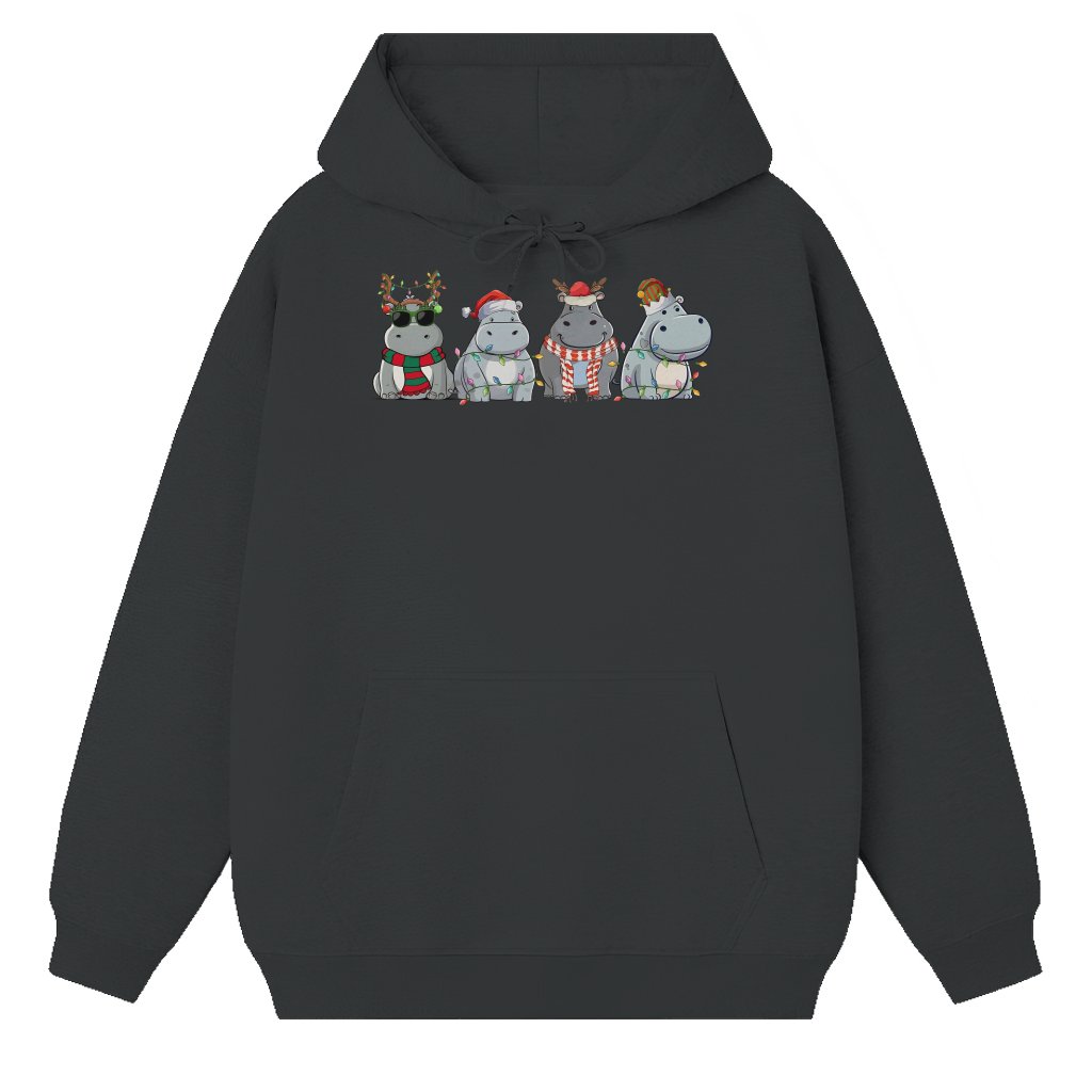 Retro Hippopotamus Hoodie – Christmas Gift for Women Cute - front view