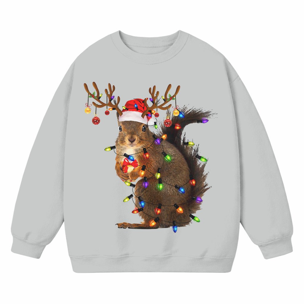 Squirrel Lights Sweatshirt Christmas – Gift for Animal Lovers Funny - front view