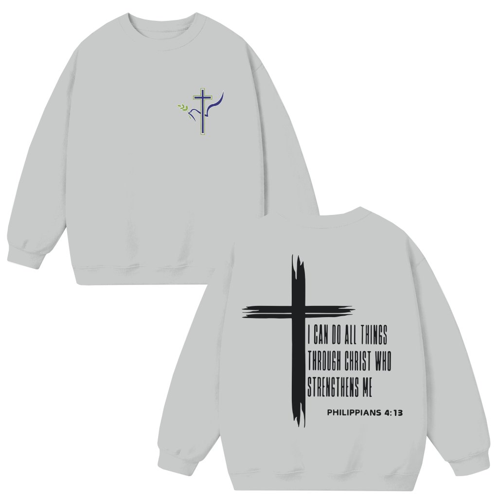 Empowering Cross Christian Faith Sweatshirt – Christian Christmas Gift - front view