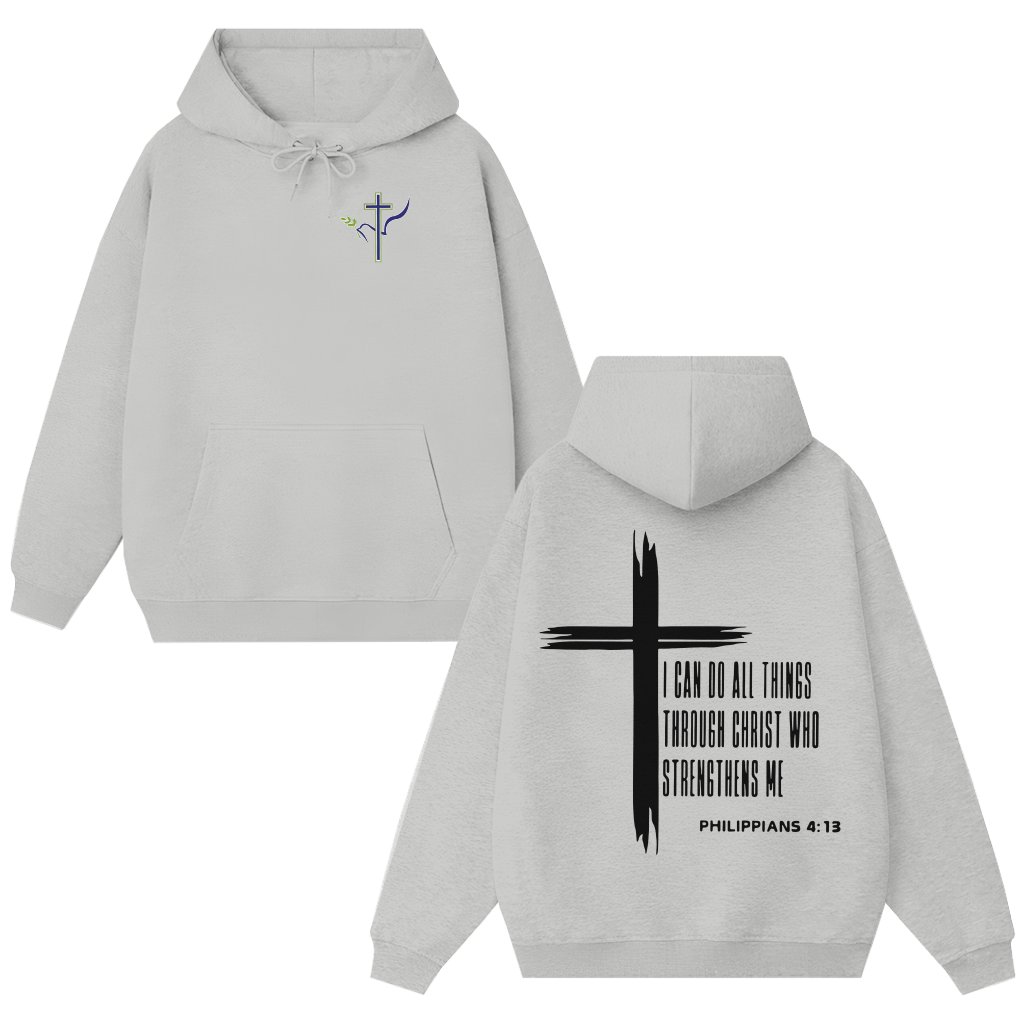 Christian Faith Cross Hoodie – Christian Gift for Men Women Empowering - front view