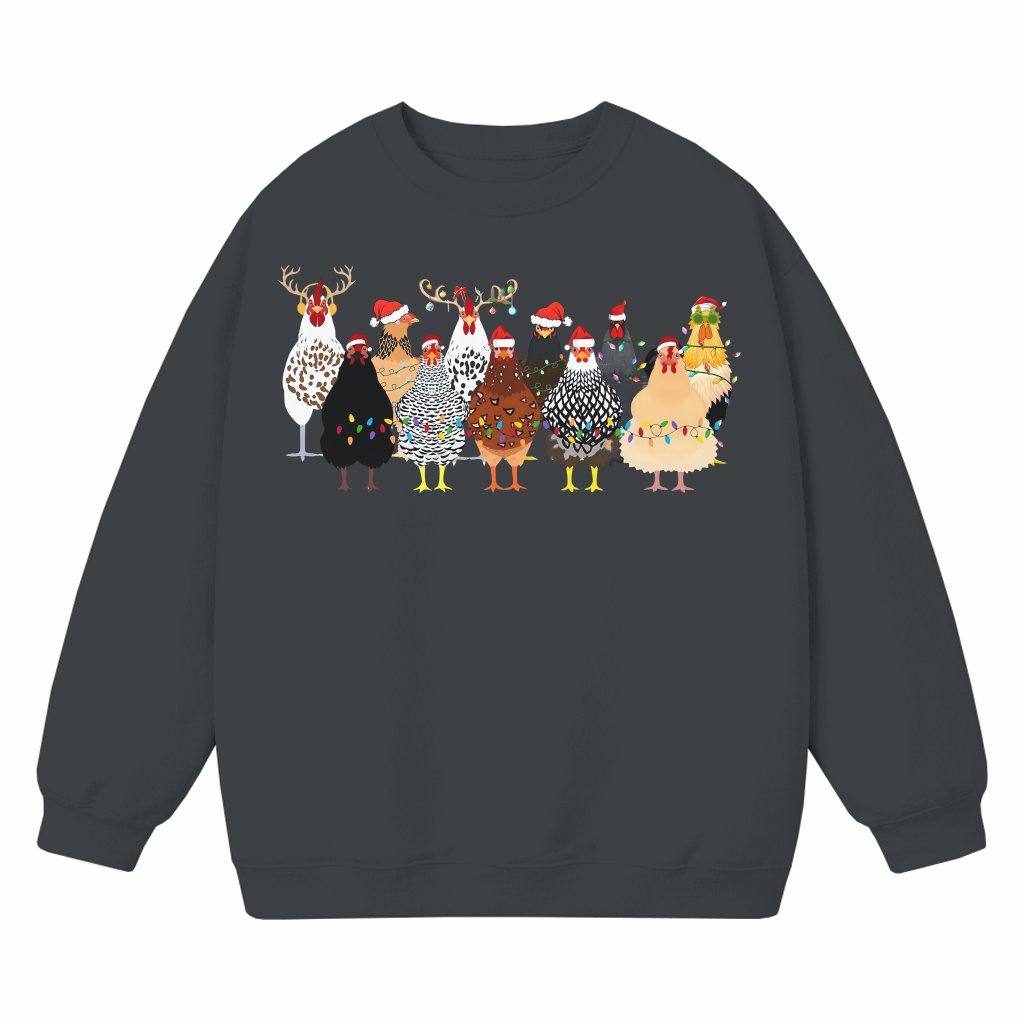 Funny Christmas Chickens Sweatshirt – Gift for Farm Animal Lovers - front view