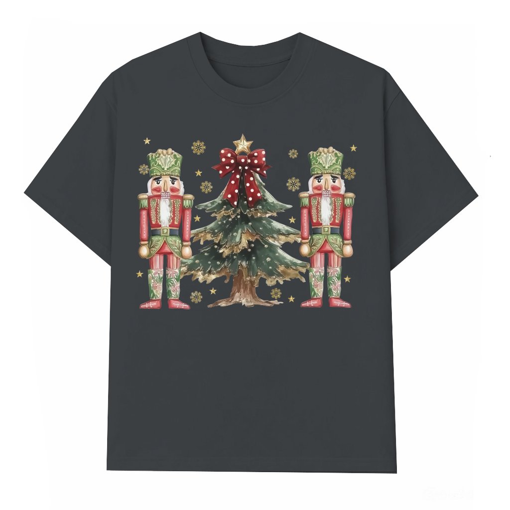 Coquette Nutcracker Christmas Tree T-shirt – Holiday Gift for Her Preppy - front view
