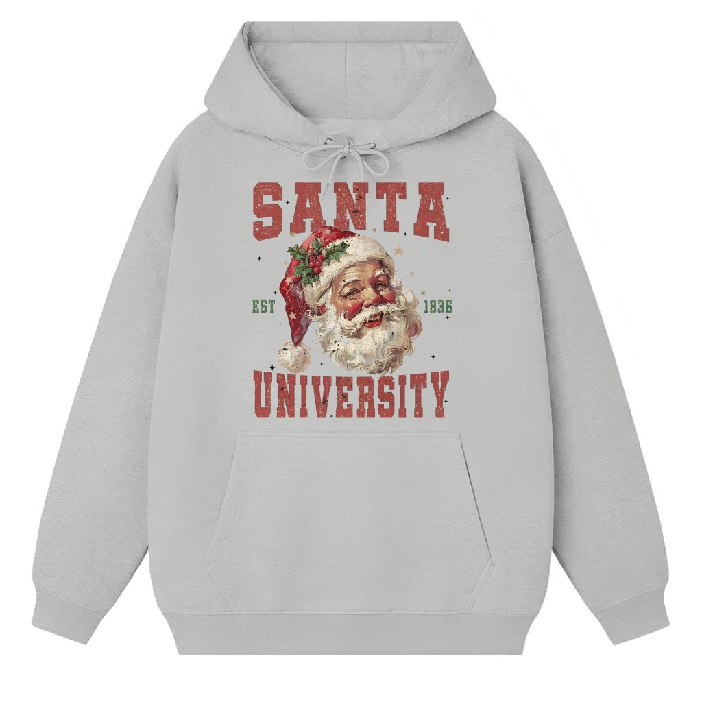 Santa University Hoodie – Christmas Holiday Gift Retro Classic Fun - front view