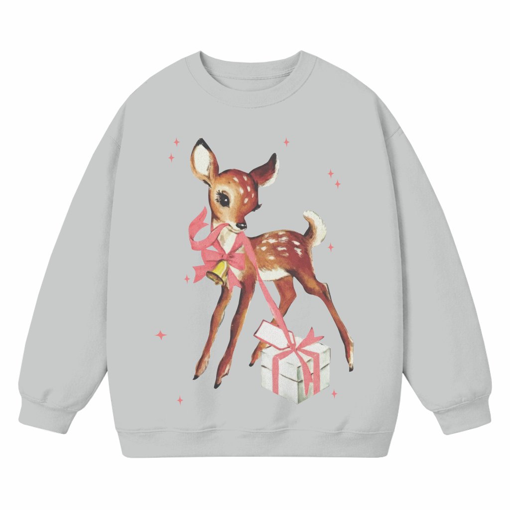 Pink Retro Reindeer Sweatshirt Christmas – Vintage Holiday Gift for Her - front view