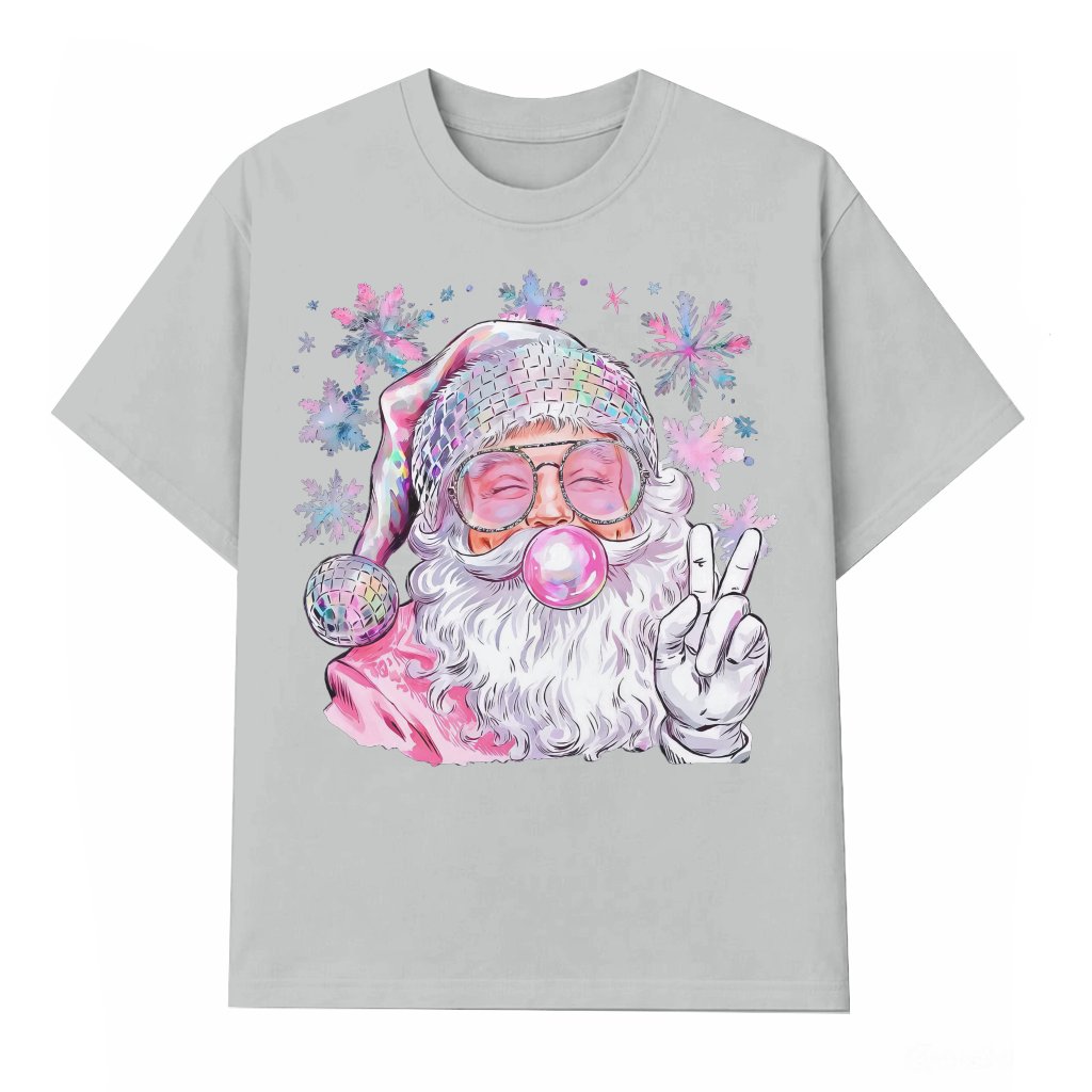 Funny Retro Santa Bubble Blowing T-shirt – Christmas Gift Vintage - front view
