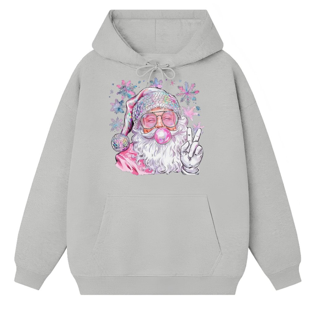Funny Retro Santa Blowing Bubble Hoodie – Christmas Gift Vintage - front view