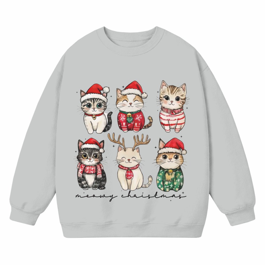 Meowy Holiday Cat Mama Sweatshirt – Christmas Gift for Cat Mom Funny - front view