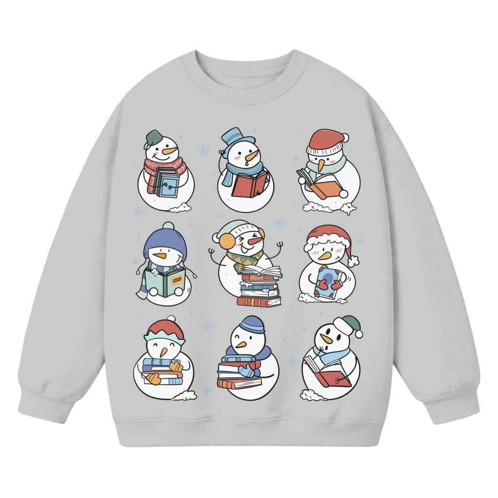 Snowman Reading Book Sweatshirt – Christmas Gift for Book Lovers Cute - front view
