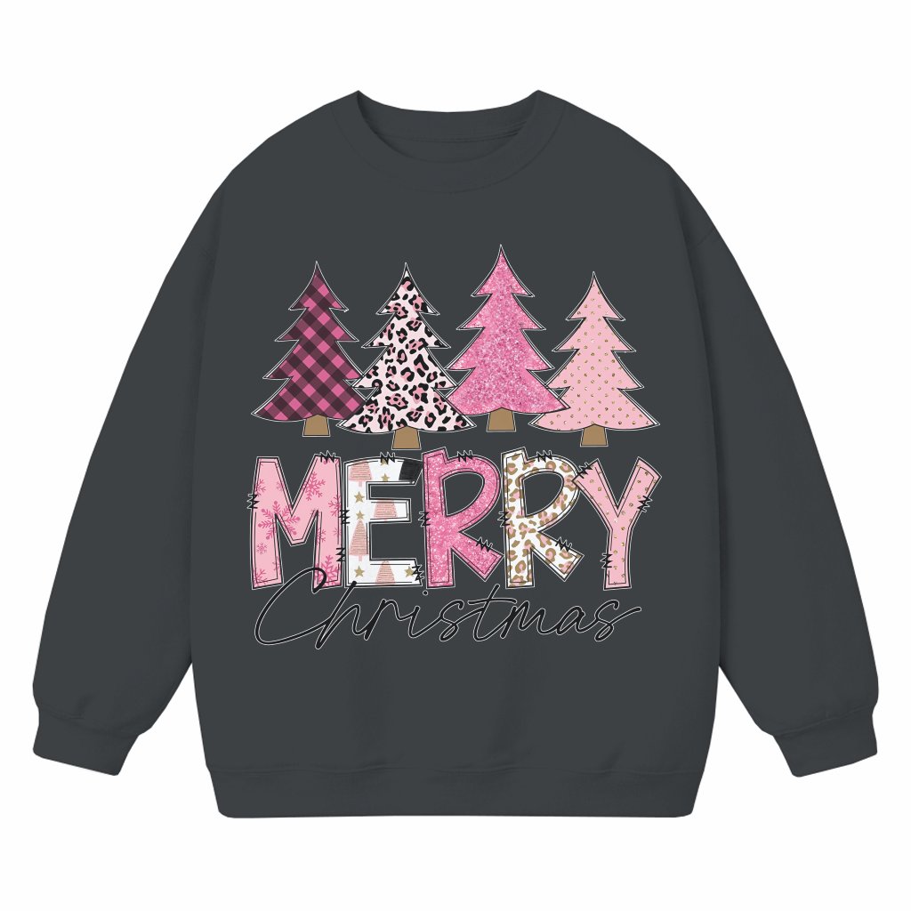 Christmas Tree Letter Print Sweatshirt – Christmas Gift for Women Cute Cozy - front view