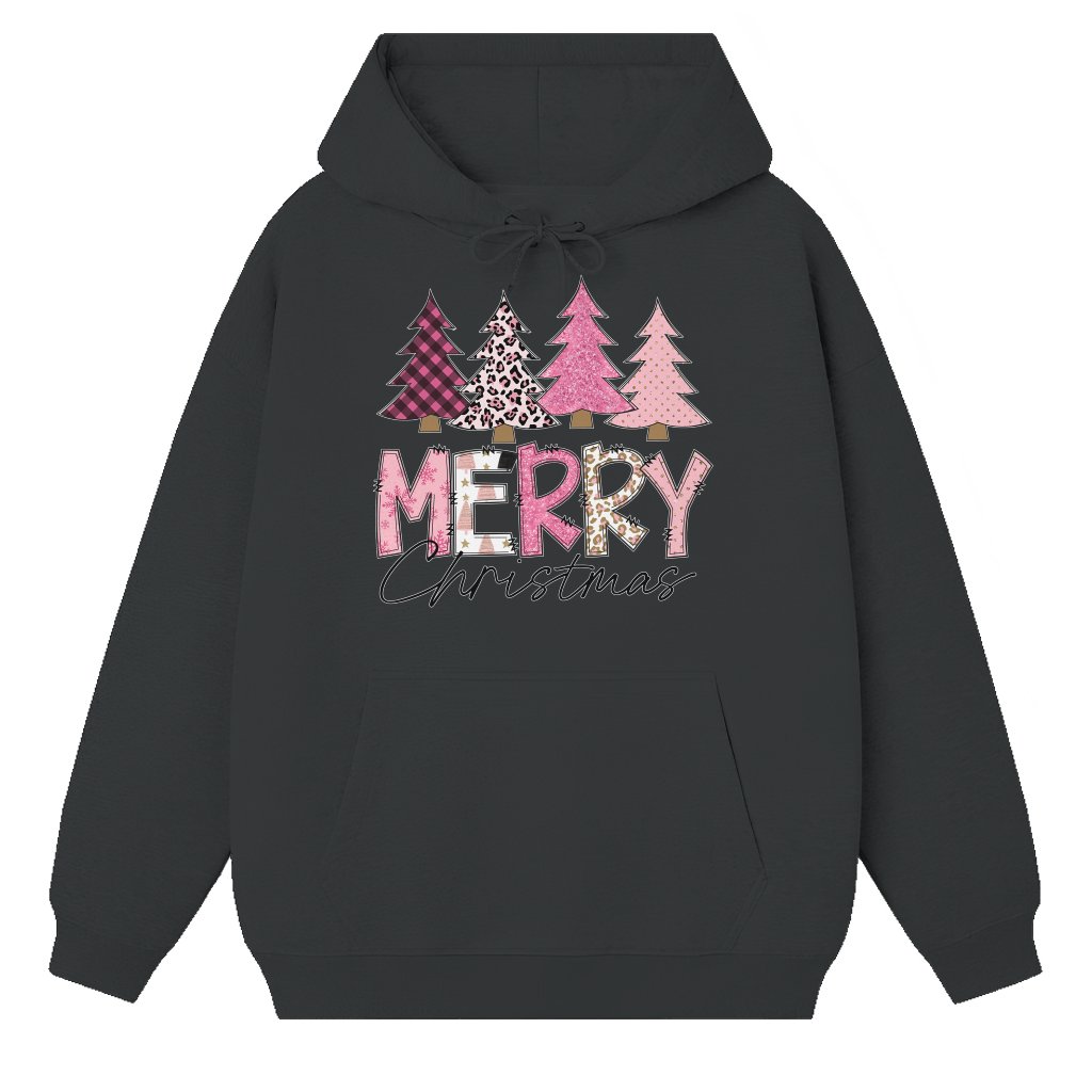 Cute Christmas Tree Letter Print Hoodie – Christmas Gift for Women - front view